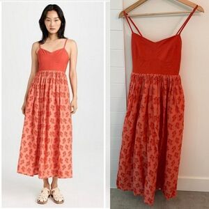 THE GREAT. Camelia Eyelet Maxi Dress in Begonia. Size 1.